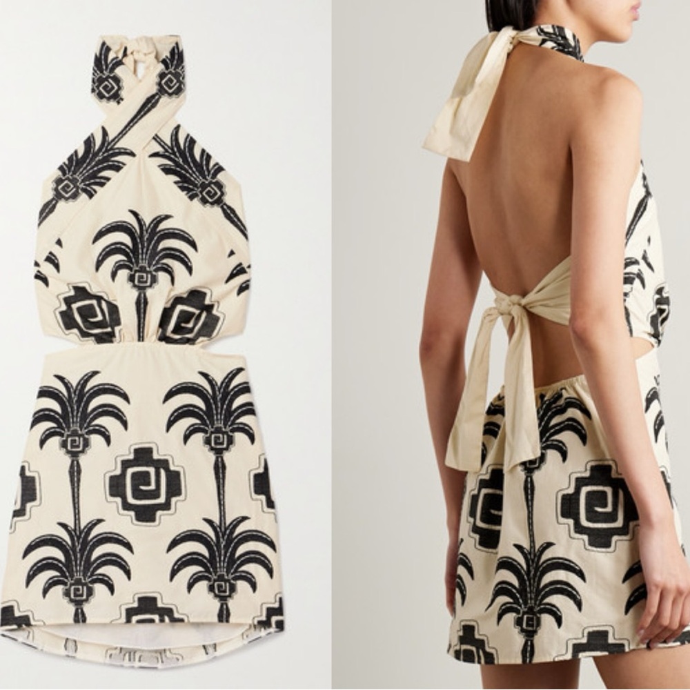 Johanna Ortiz Pintaderas cutout embroidered halter mini Dress